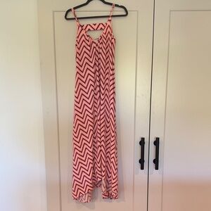 Chevron Patterned Maxi Dress - Pink and Black